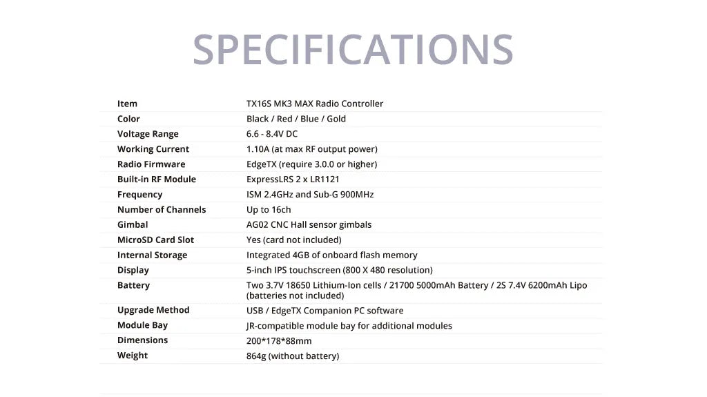 RadioMaster TX16S MK3 MAX RC-Sändare – 2.4GHz & 900MHz ExpressLRS 5" IPS EdgeTX AG02 CNC Hall Gimbal 16ch 2026