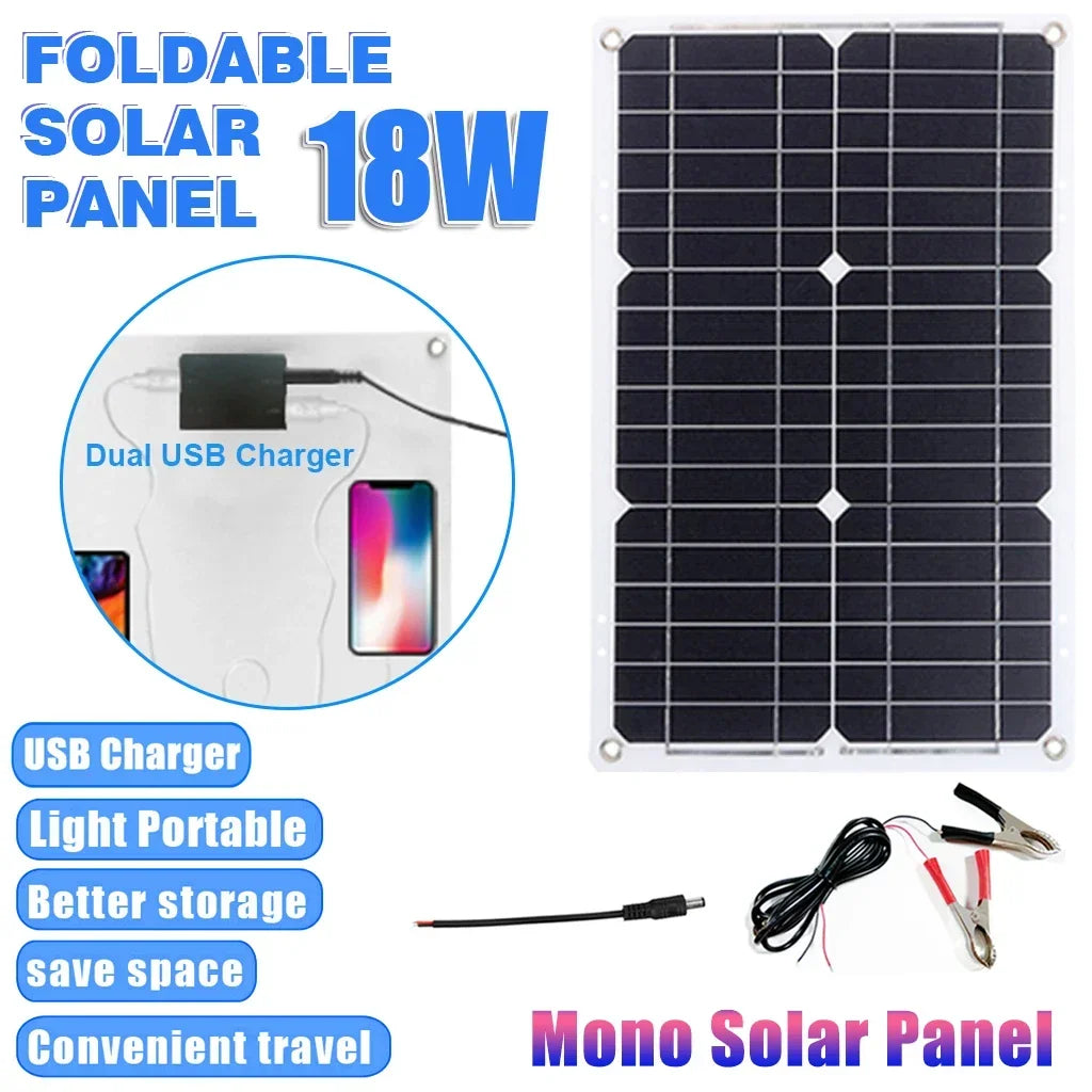 Komplett Solkraftsystem 4000W/6000W – 20W Monokristallin Solpanel + Modifierad Sinusvåg Inverter 110V/220V + 30A PWM-regulator 12V/24V