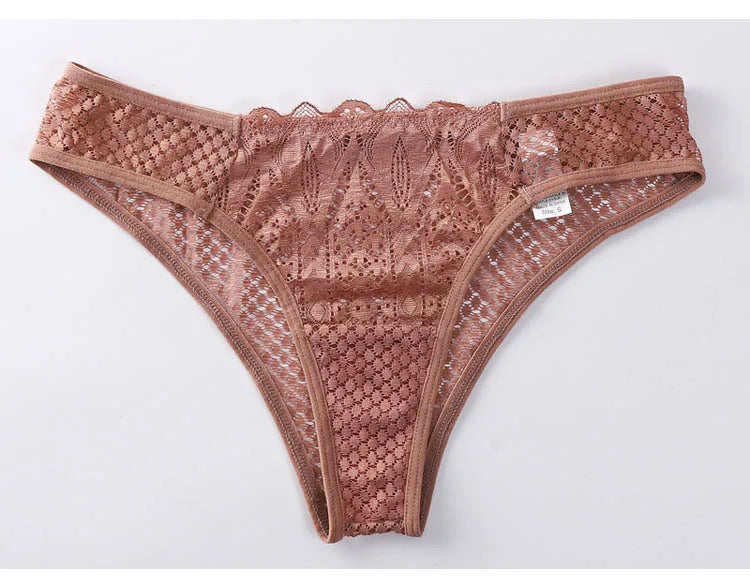 TERMEZY Women Sexy Lace Panties Low Waist Transparent Underwear Female G-String Solid Color Thong Soft Temptation Lingerie