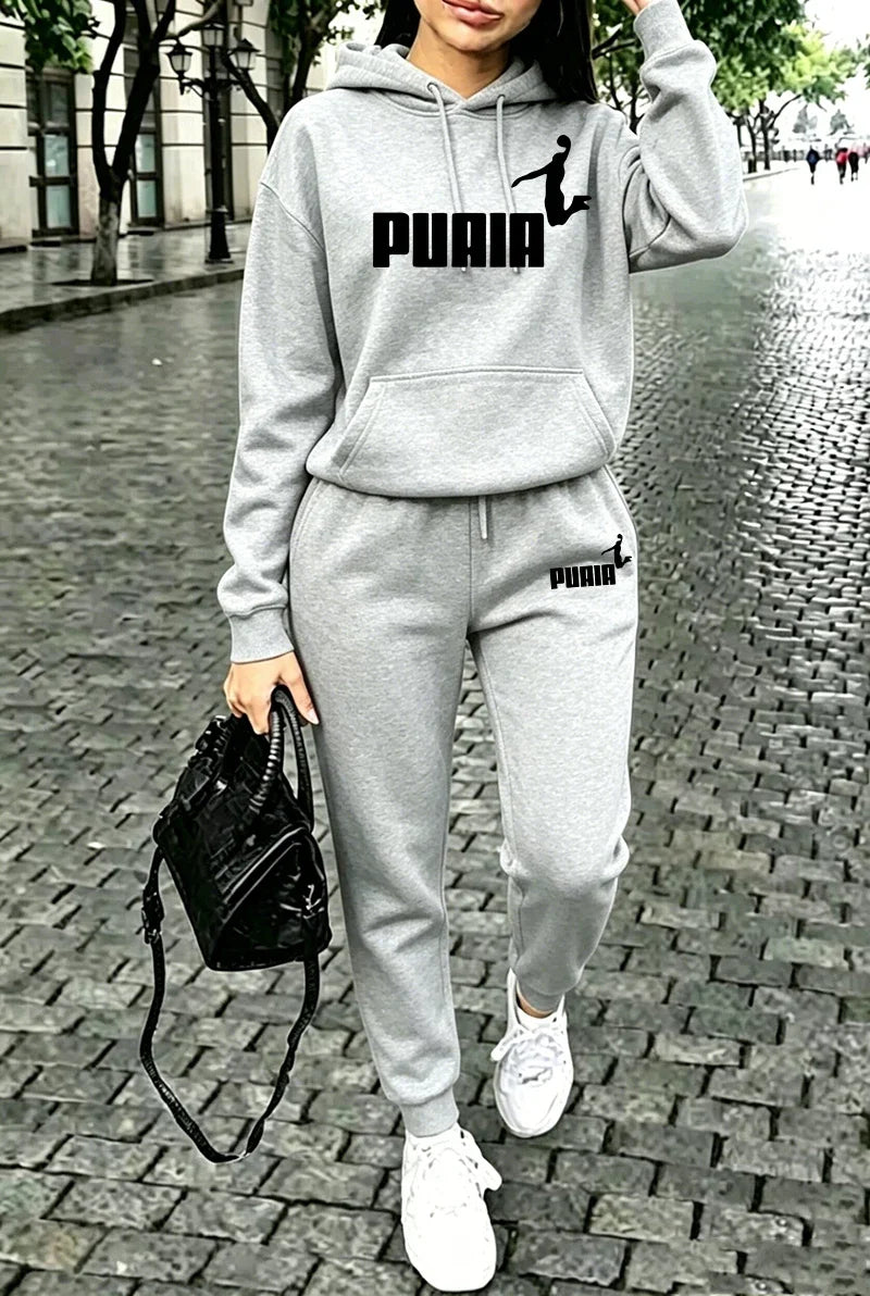 Fall Winter Womens Outfits Street Casual Hooded Sweatshirts Outdoors Sports Jogging Clothing Hot Sales Single Piece Hoodie Pants