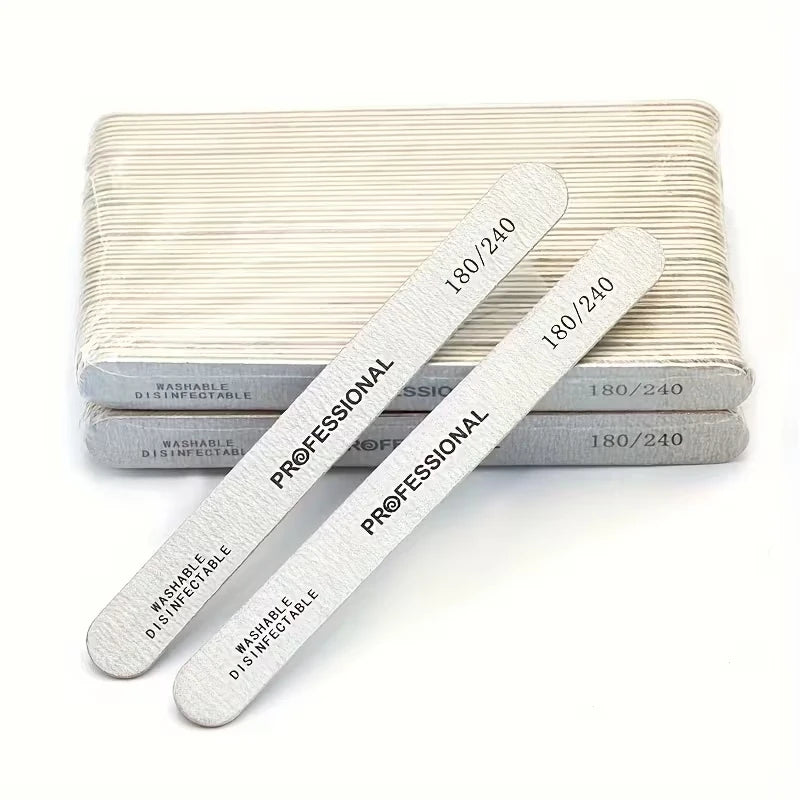 10-100PCS Wooden Nail File Professional Sanding Buffer Files 100/180/240 Double Side For Nail Art Pedicure UV Gel Tips Tools