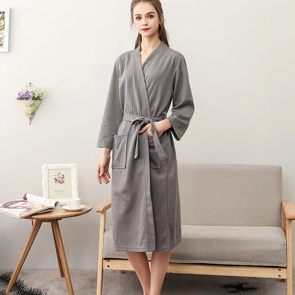 Unisex Kimono Badrock Lång – Lätt Mjuk Sommar & Höst Loungewear, 17 Färger M–3XL