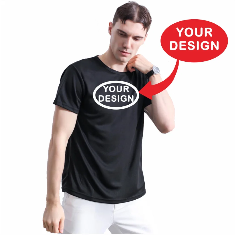 Eget tryck fram & bak, snabbtorkande t-shirt med logotyp, text eller foto – reklamkläder