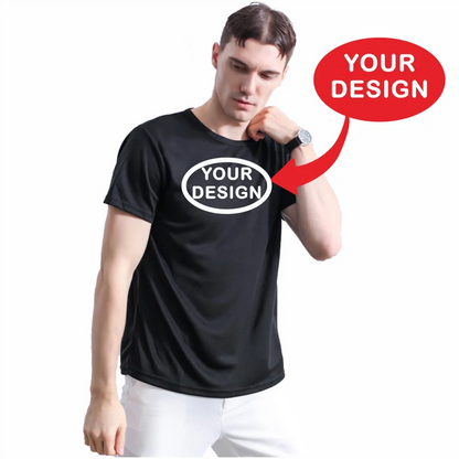 Eget tryck fram & bak, snabbtorkande t-shirt med logotyp, text eller foto – reklamkläder