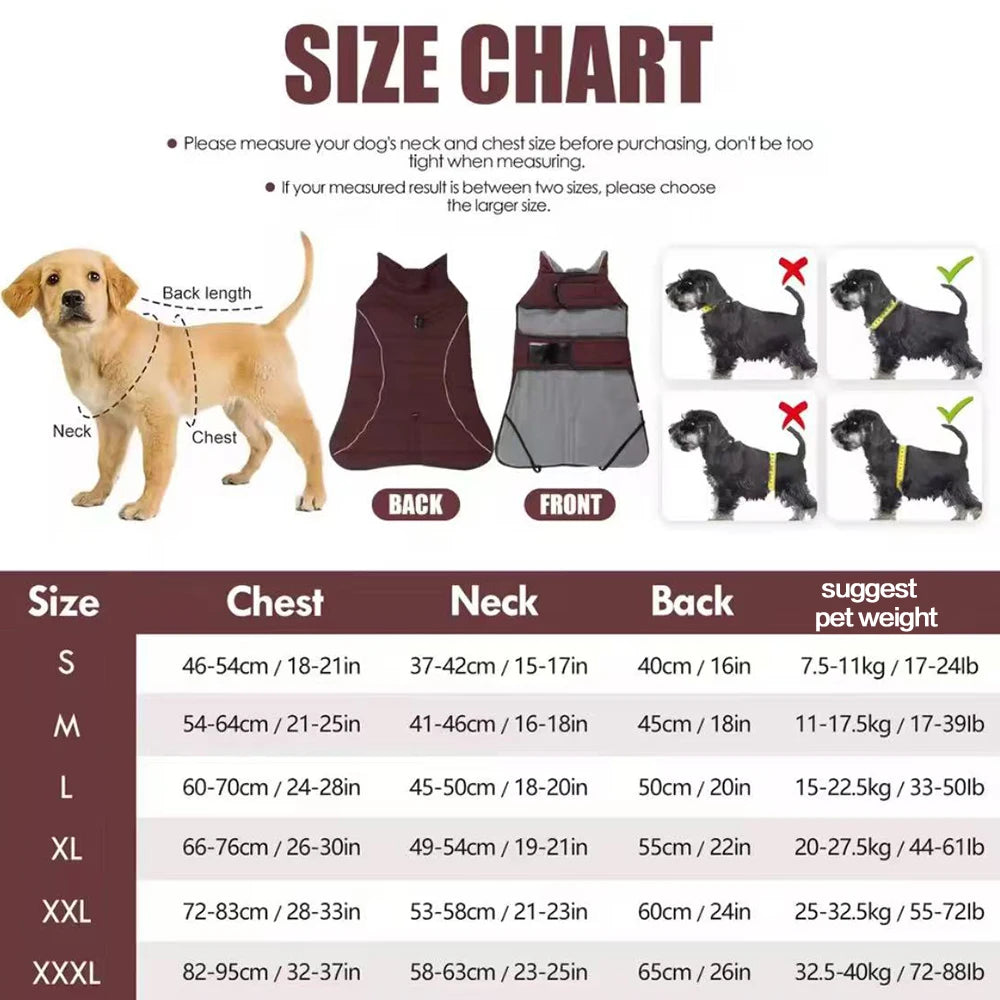 New Dog Winter Jacket Waterproof Reflective Pet Coat Outdoor Vest  Warm Cotton Dogs Clothing for Large Middle Dogs Clothes