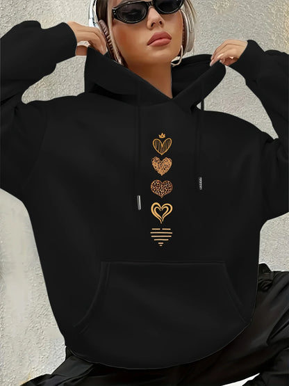 2025 Autumn and Winter Women's Casual Hoodie Geometric Pattern Hooded Collar Autumn and Winter Casual Wear Personality Y2K Top