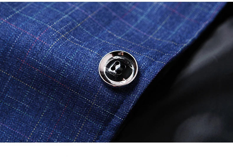 Herr Slim Fit Blazer – Rutig Strükfri Kavaj för Business Casual, Vår & Höst, 3 Färger