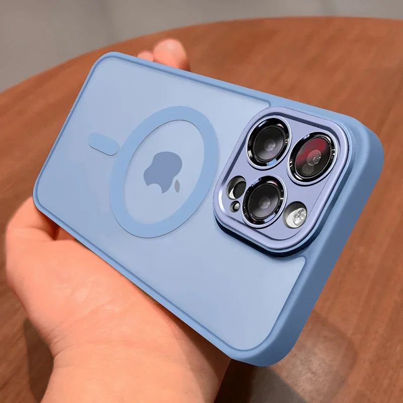 Magnetic Luxury Matte Translucent Armor Shockproof Case For iPhone 16 15 14 13 12 17 Pro Max For Magsafe Wireless Charge Cover