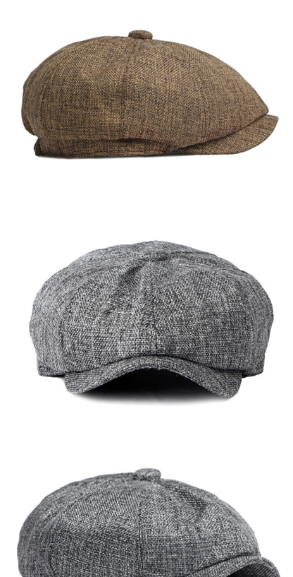 HT4668 Beret Cap Spring Summer Sun Hat Men Women Retro Artist Painter Linen Beret Hat Male Female Octagonal Flat Cap Mens Berets