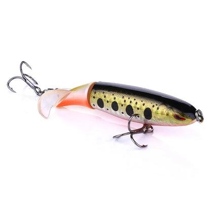 1pcs 10cm 14cm Topwater Spinner Fishing Lure Popper Artificial Pencil Hard Bait Propeller Rotating Tail Fishing Tackle Swimbait