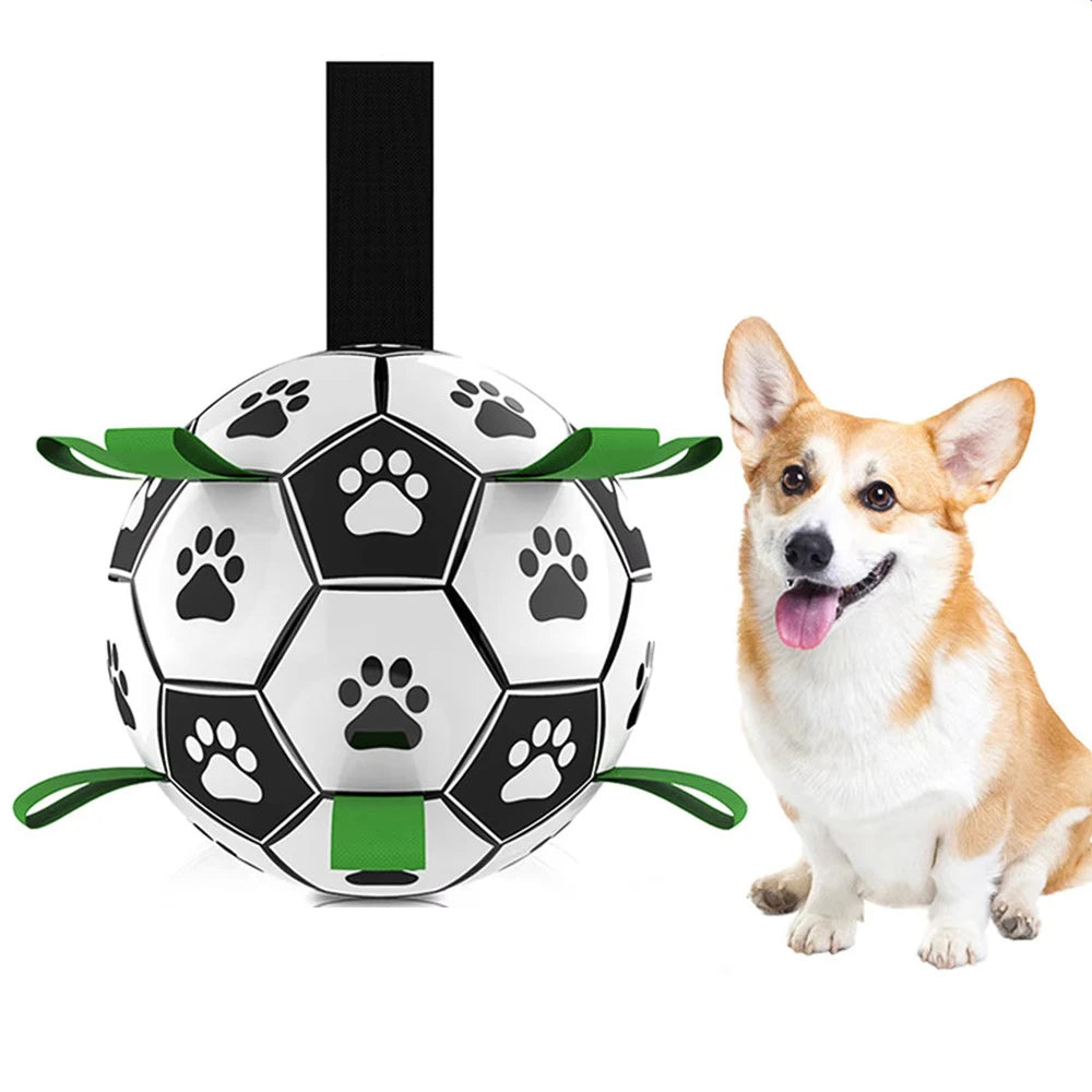 Dog Interactive Pull Football Toys with Grab Tabs Outdoor Training Balls Dog Sport Bite Chew Teething Ball Pet Supplies