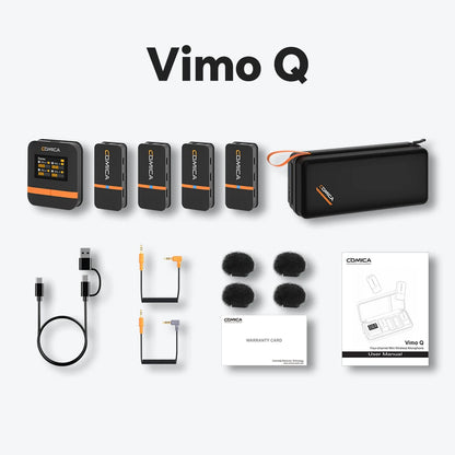 COMICA Vimo Q Four channel Mini Wireless Microphone Wireless Lavalier Microphone With Charging Case for Camera Smartphone PC