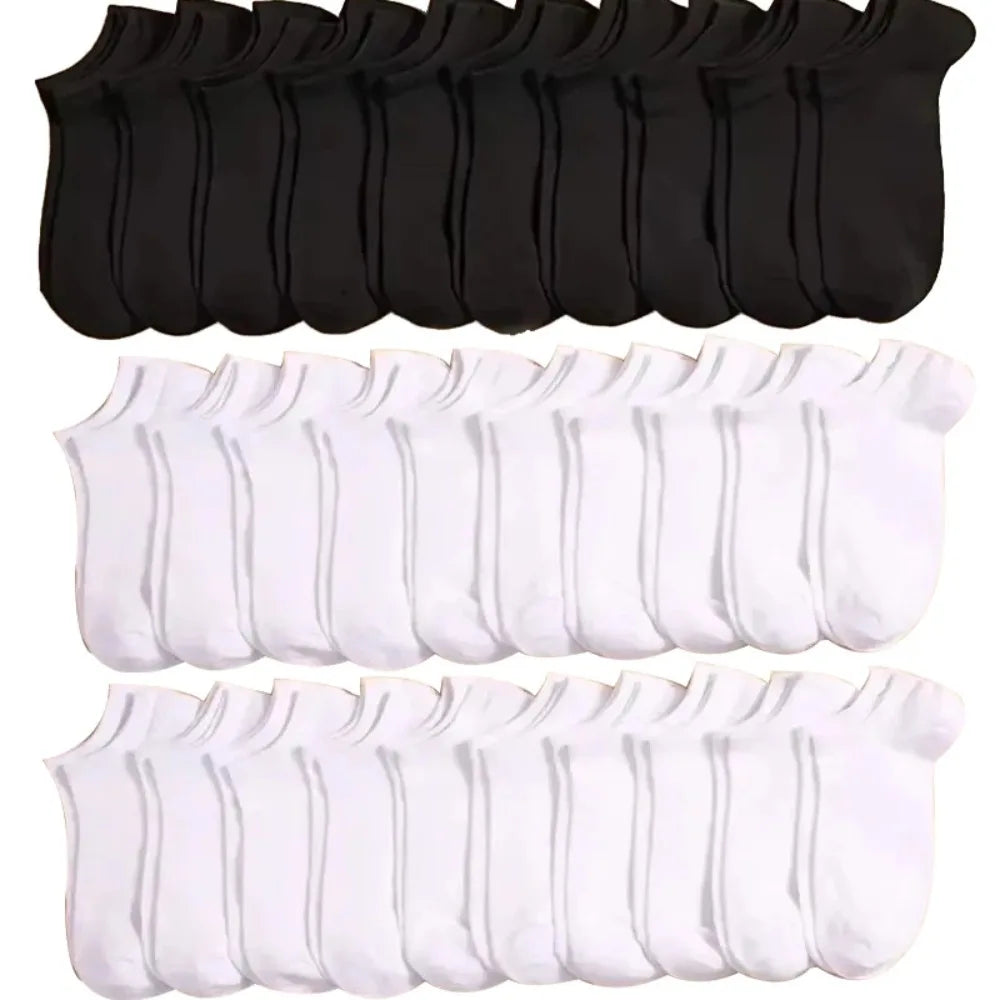 Unisex Båtsockor – Tunna, Andningsbara, Anti-lukt, 6–40-pack, Svart/Vit/Grå
