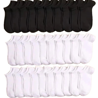 Unisex Båtsockor – Tunna, Andningsbara, Anti-lukt, 6–40-pack, Svart/Vit/Grå