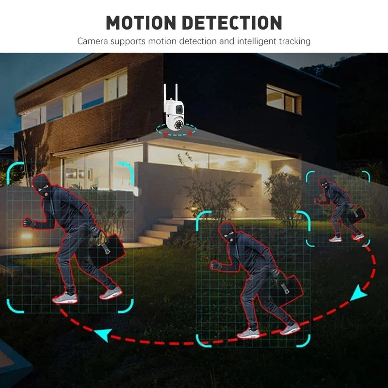 WiFi IP Camera Security Protection Dual Lens Dual Screen Wireless Indoor Monitor Auto Track PTZ CCTV Video Surveillance V380 Pro