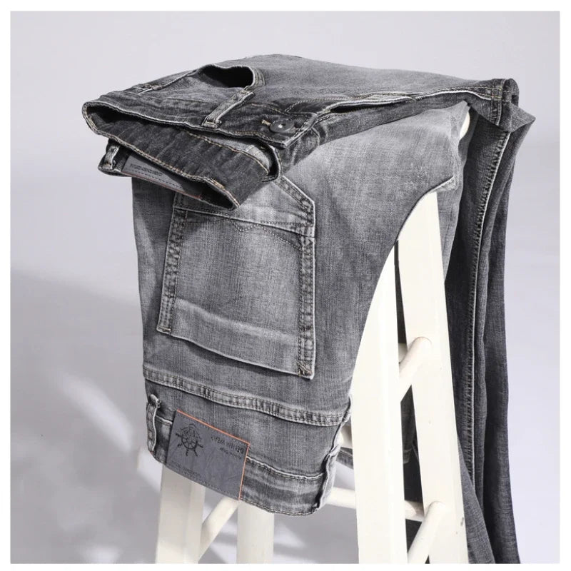 Tunna stretchiga denimjeans för män