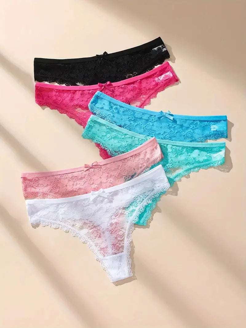 3Pcs Sexy Lace Women Thongs Transparent Women Panties Sexy Underwear Solid Floral G-String Size XS-XL Female Underpants Lingerie