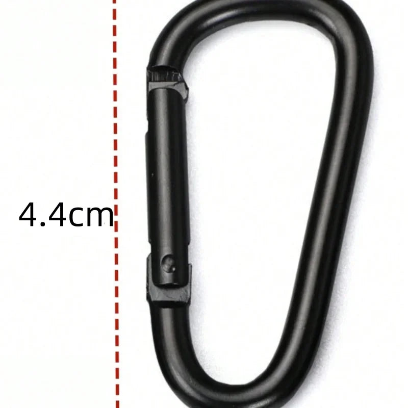 6Pcs-10PCS Black Aluminum Carabiner Clips D-Ring Spring Gate Keychain Hooks for Outdoor Camping Hiking