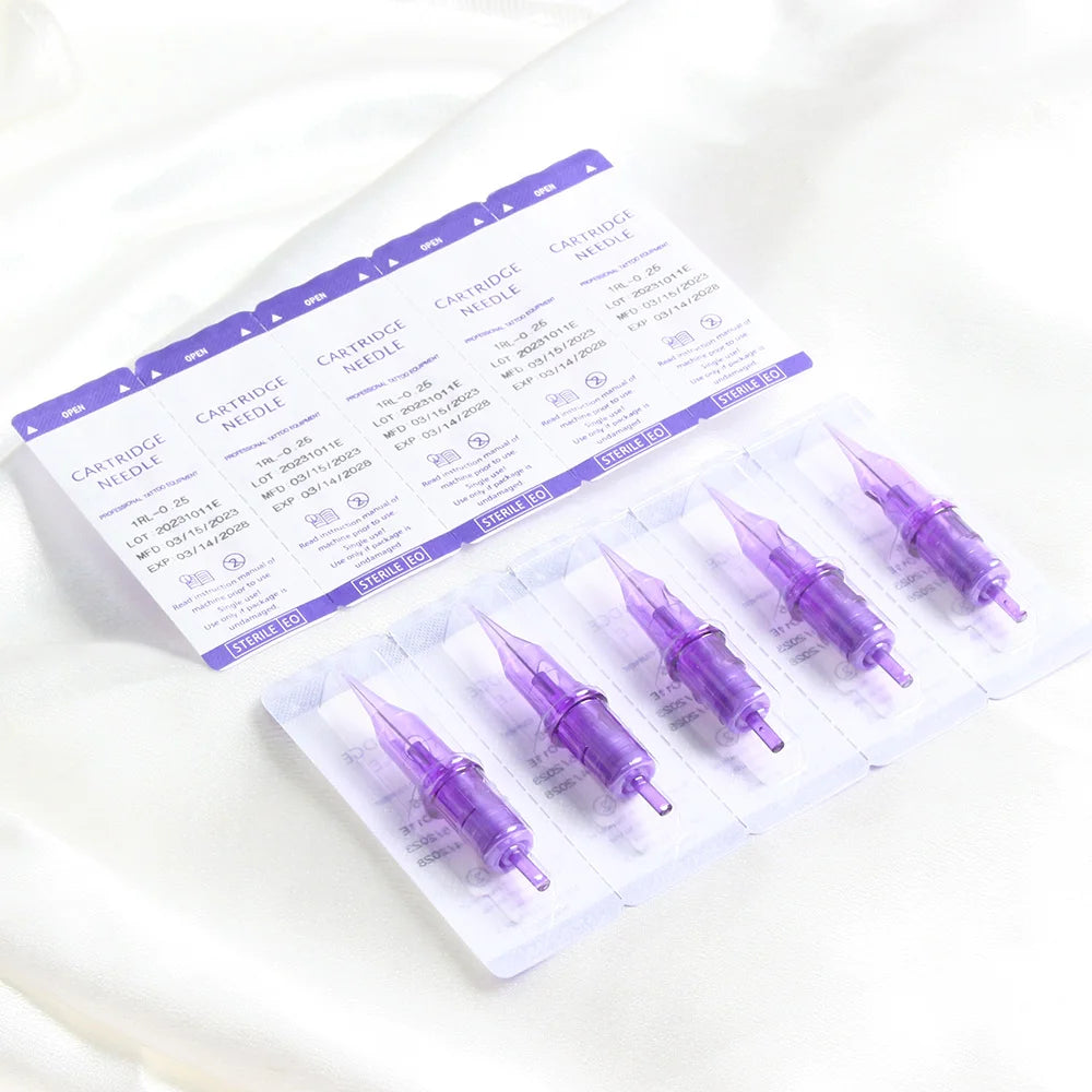10pcs Tattoo Makeup Cartridge For Tattoos Pen Gun Machines Disposable 0.30MM Pink Sterilized Safe Single Needles