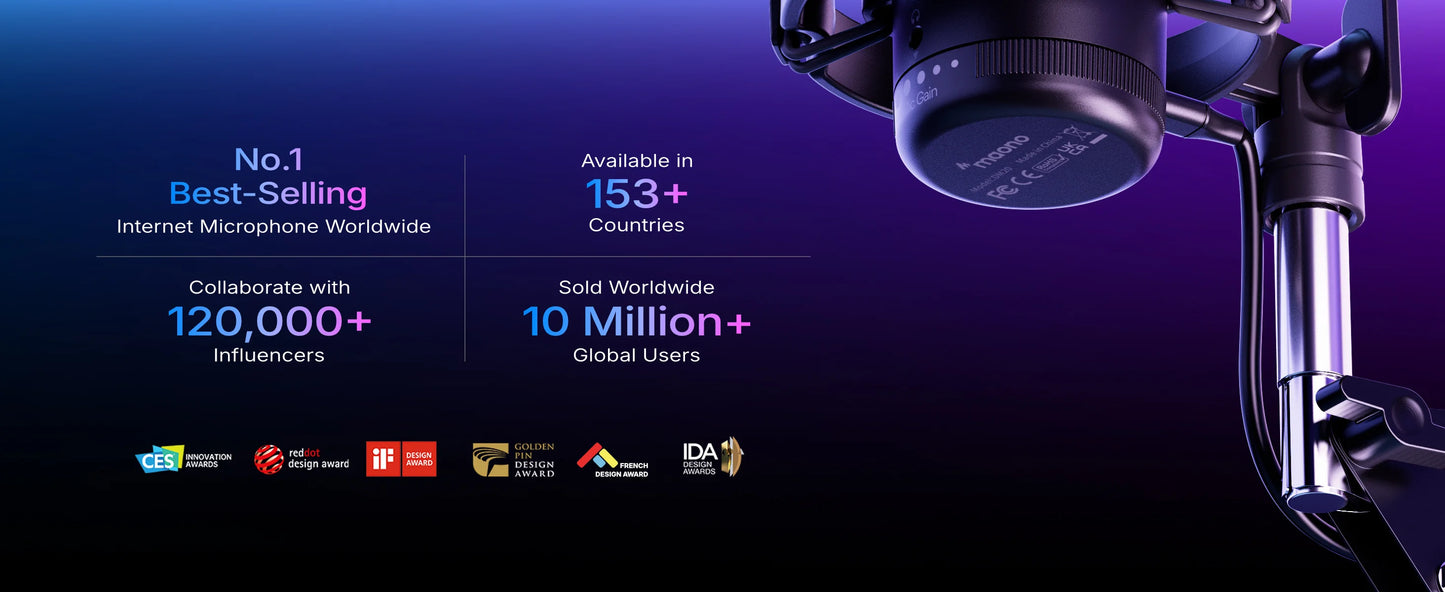 MAONO DGM20S Gaming USB Microphone Condenser Mic with RGB Light Noise Cancellation Boom Arm for Streaming Podcast YouTube Tiktok
