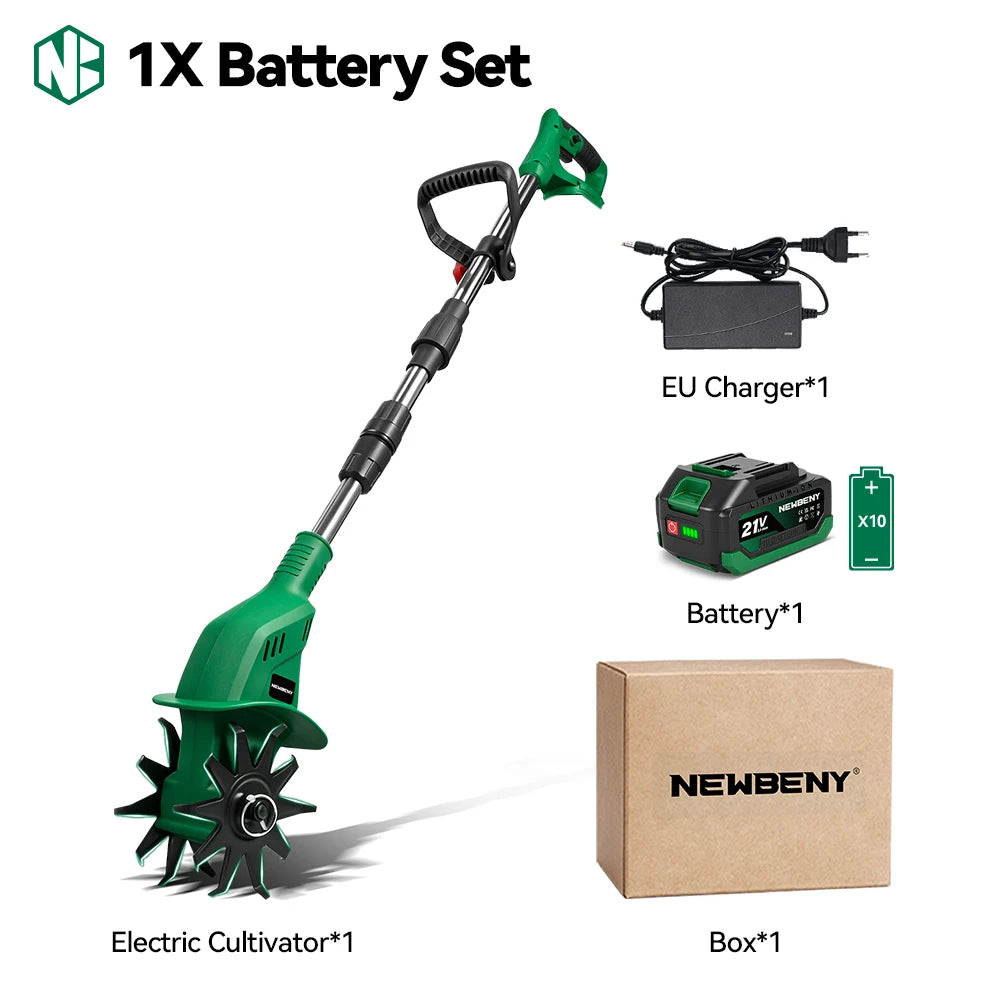 Elektrisk Jordfräs med Inbyggt Batteri 800 varv/min