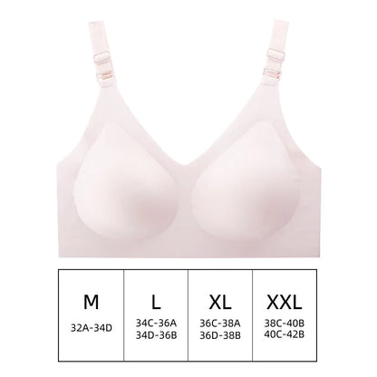 Women's Seamless Bras Ladies Thin Style Jelly Color Soft Bra Wireless Underwear Comfortable Lingerie Deep V Gather