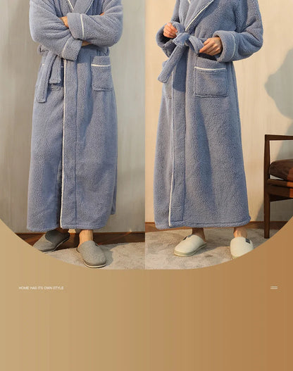 Female Autumn and Winter Warm Long Flannel Thick Couple Bath Bathrobes Men Women Pajamas Shower Robe Bath Towels For Adults