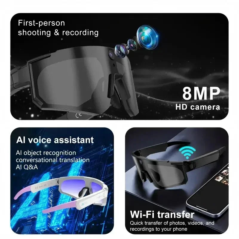 Xiaomi AI Smart Glasses1080P Camera 8MP Anti-shake Cycling Video&Photo Sport Sunglasses ChatGPT DualMic 32GB Windproof Goggles