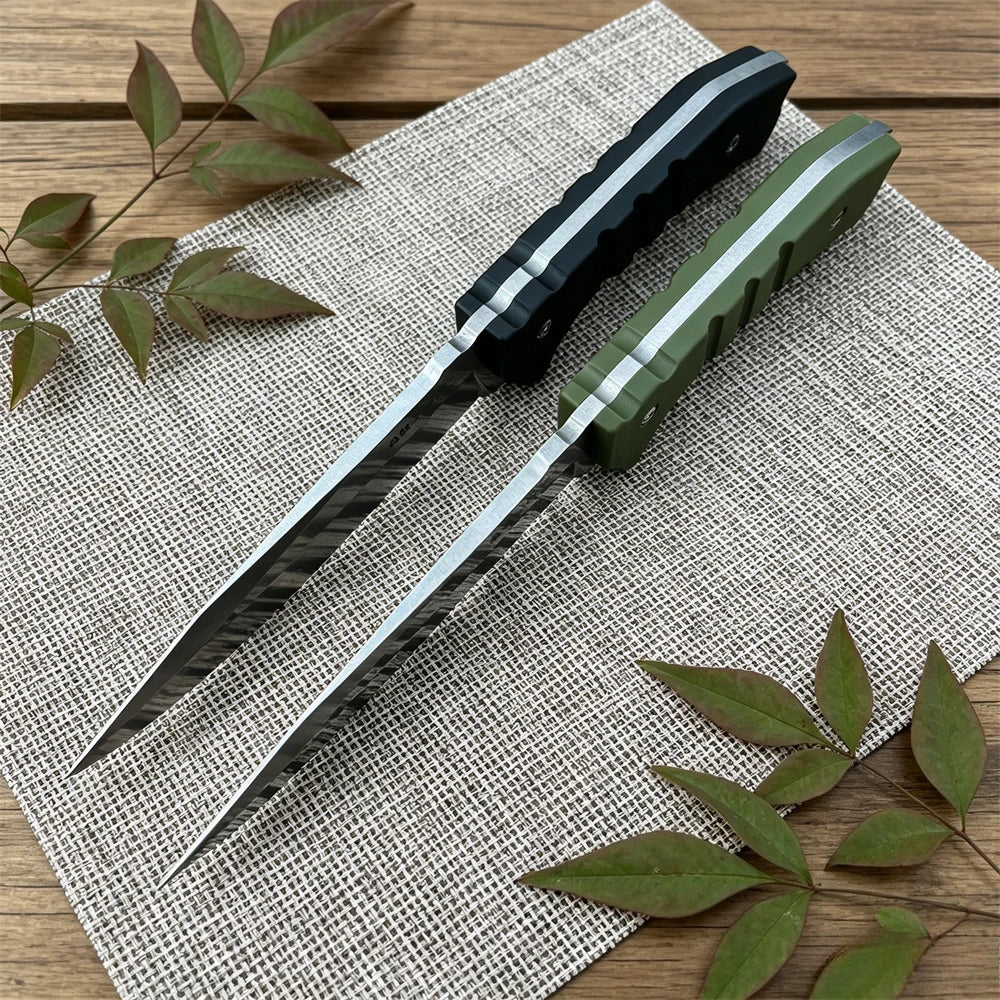 Outdoor Fixed Blade Straight Knife, 7Cr13Mov High Hardness Blade, Nylon Fiber Handle for Camping Hiking Survival EDC Gift Knives