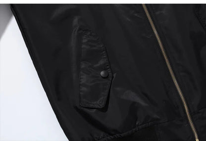 Herr Bombarjacka 2026 – Lös Passform Hip Hop Streetwear Anpassningsbar Logo Plus-Storlek XS–8XL Röd/Navy/Grön/Svart