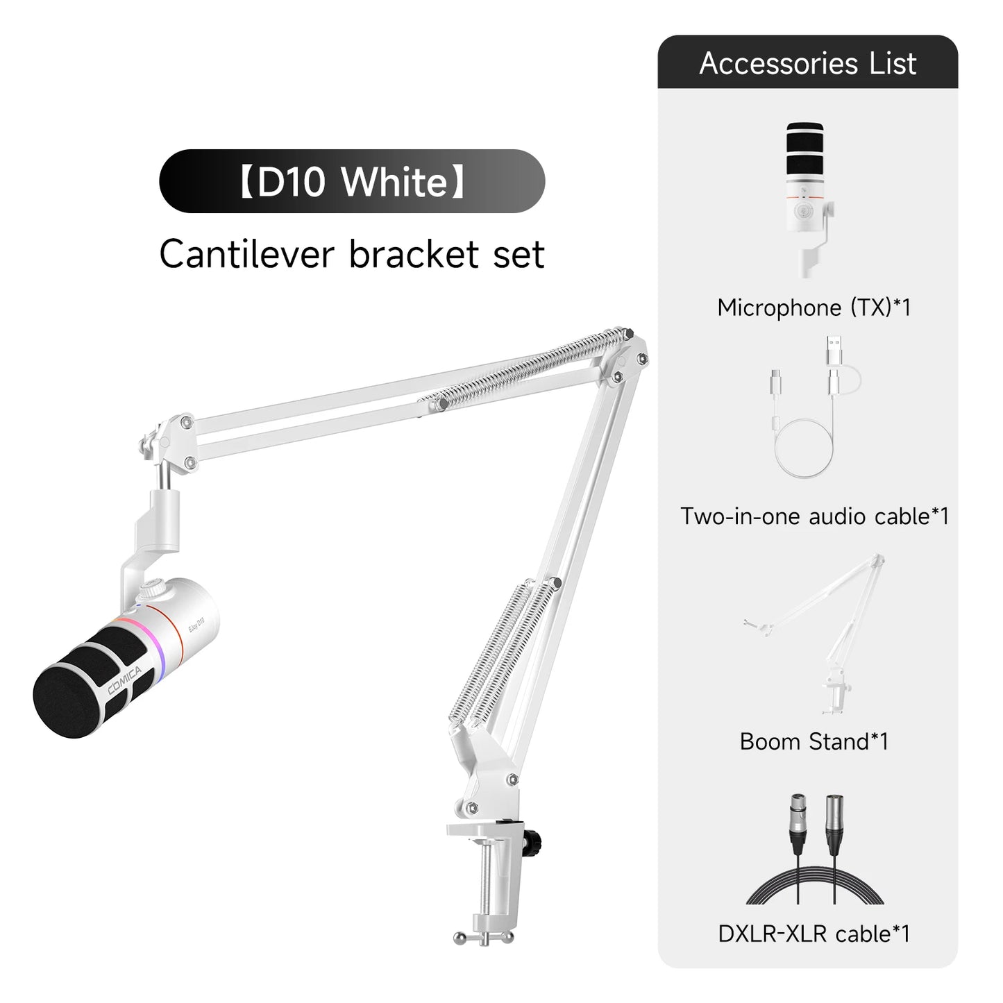 COMICA D10 PRO RGB Cardioid USB/XLR Dynamic Wireless Microphone Gaming Mic Voice Noise Reduction for Streaming Interview Podcast