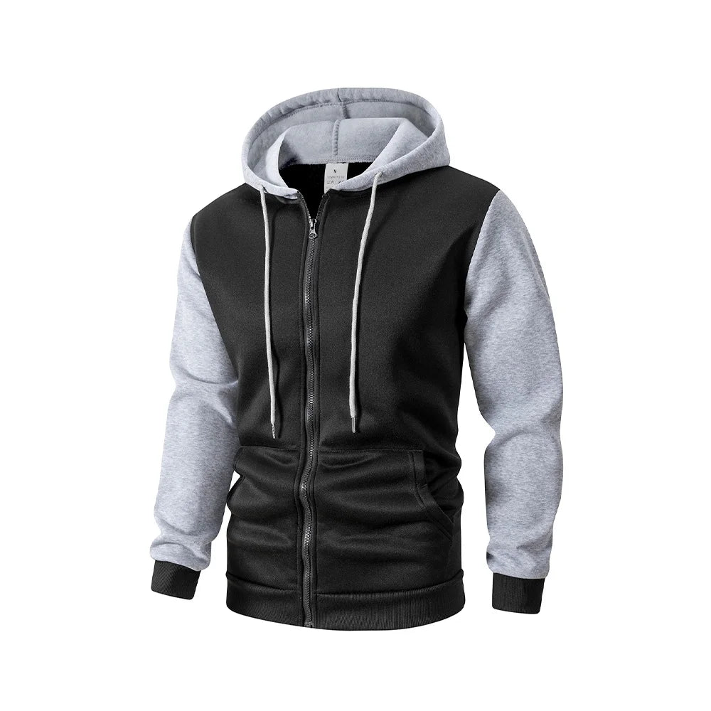 Herr Oversized Hoodie med Dragkedja – Casual Sweatshirtjacka, 3 Färger