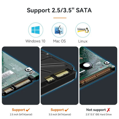 MAIWO HDD Docking Station with USB 3.0 HUB Extension 2.5 3.5 Inch SATA HDD Case Support 24TB with Fast Charge Port HDD Enclosure