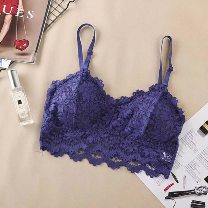 Women's Sling Bra Summer Thin Lace Beautiful Back Bra Small Chest Gather Up Support Bra Without Rods Fashion Vacation Underwear