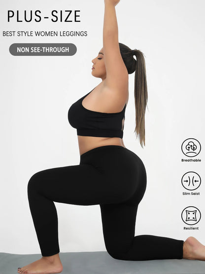 Plus Size Super Soft Sport Leggings For Women No See Through Workout Running Yoga Athletic Running Leggings