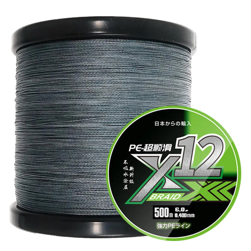 X12 Carp Fishing Line 300M 500M 1000M 12 Strands Braided Japan Multifilament PE Wire Super Strong Durable Smooth Tackle
