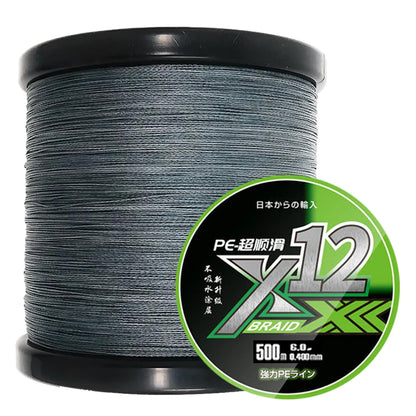 X12 Carp Fishing Line 300M 500M 1000M 12 Strands Braided Japan Multifilament PE Wire Super Strong Durable Smooth Tackle