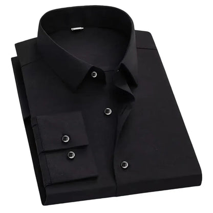 Men Slim Fit Wrinkle Resistant Long Sleeve Shirts Premium Horse Logo Print Business Casual Dress Shirt 5 Colors