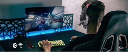 NUBWO G08 Trådlöst Gaming Headset – 2.4GHz & Bluetooth 5.3 50mm RGB 34h Batteritid CE/FCC PS5 PS4 PC Camo Röd