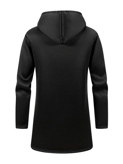 Herr Lång Vinterjacka med Fleece – Varm Vindskyddande Hoodie med Dragkedja, 4 Färger, Storlek S–XXXL