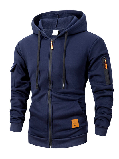 Herr Slim Fit Hoodie med Dragkedja – Långärmad Sweatshirtjacka, 5 Färger