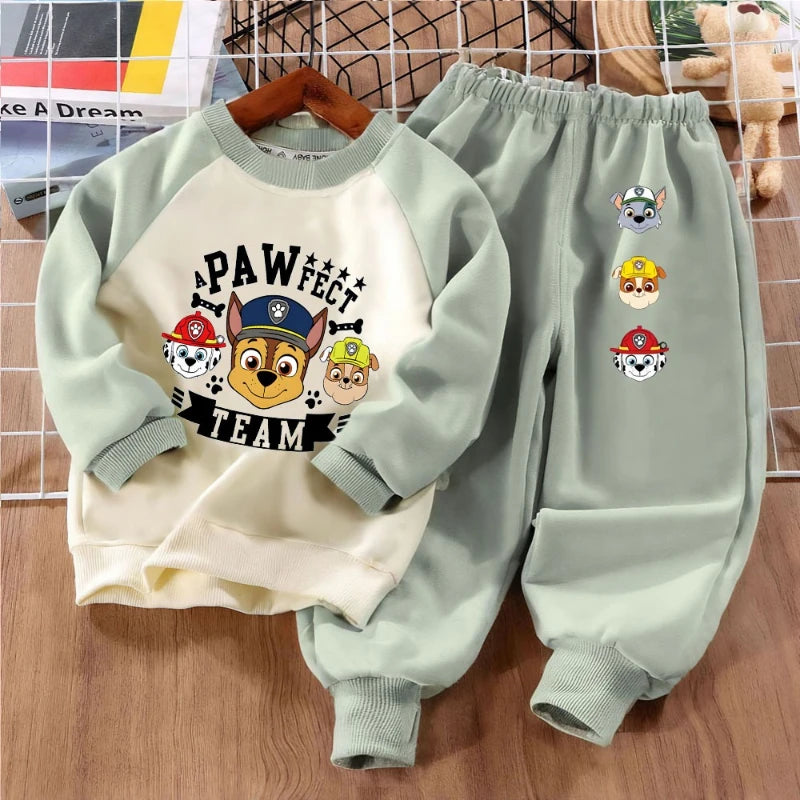 PAW PatroL Print Boys Spliced Sweatshirts 2-piece Sets Kids O Neck Hoodies and Pant 2pcs Set Kids Sport Clothes Suit Spring Fall