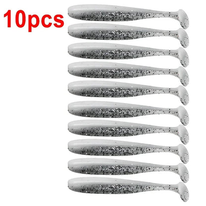 10pcs/Lot Fishing Lure T Tail Worm Soft Bait Jigging Wobblers Tackle Bass Pike Artificial Silicone Swimbait 55mm 70/90mm 120mm