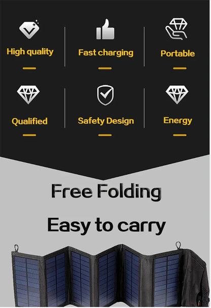 Hopfällbar Solpanel 20W – 6 Paneler, USB 5V, IP65, Monokristallin, Camping & Friluftsliv