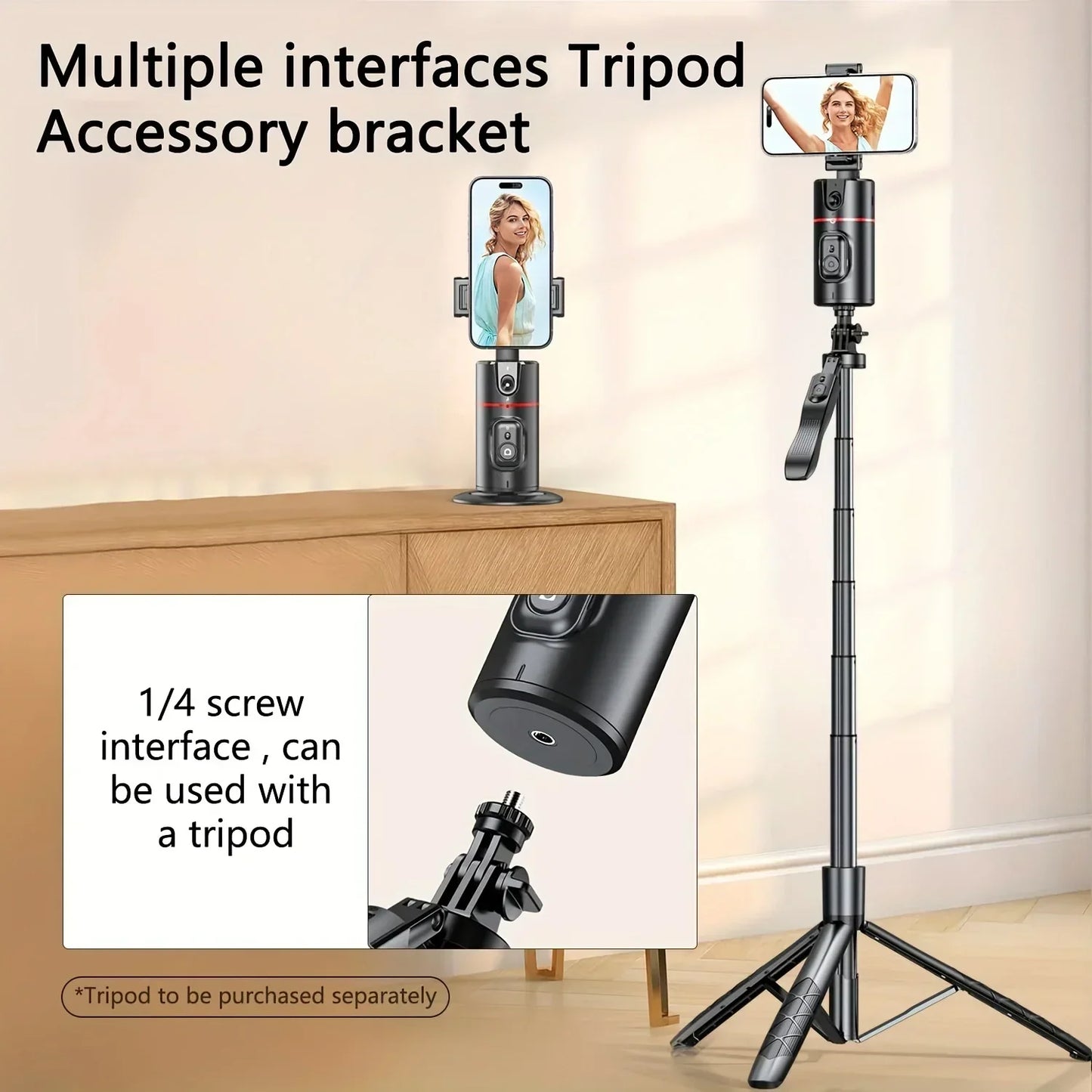 P02 360 ° Rotation Desktop Phone Stand Automatic Face Tracking for iPhone 16 15 Samsung S23 Xiaomi Handheld Gimbal Selfie Stick