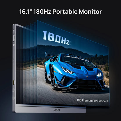 ARZOPA Z3FC Portabel Skärm 16,1" 180Hz 2,5K QHD – IPS 107% sRGB HDR10 Dubbla Högtalare Aluminium USB-C HDMI