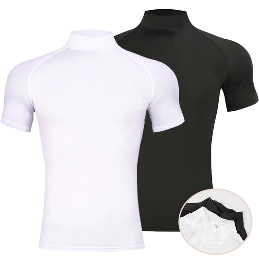Herr Kompressionsträningströja Polokrage Kortärm – Snabbtorkande Stretch Gym Löpning Fitness Bodybuilding S–3XL 2026