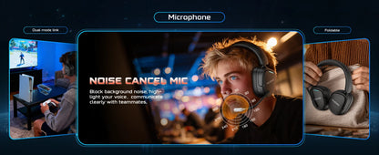 NUBWO HG04 Trådlöst Gaming Headset – Dubbel 2.4GHz & Bluetooth 5.3 80h Batteritid 3 EQ-lägen Riktad Mikrofon PS5 PC Xbox Switch