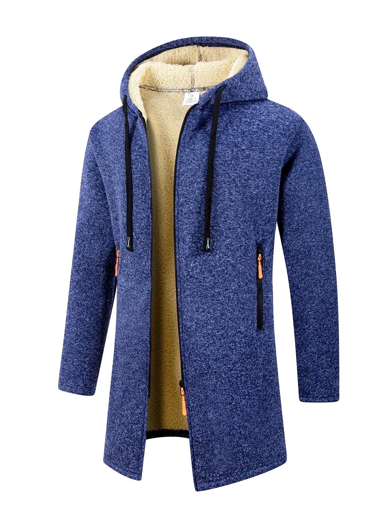 Herr Lång Vinterjacka med Fleece – Varm Vindskyddande Hoodie med Dragkedja, 4 Färger, Storlek S–XXXL