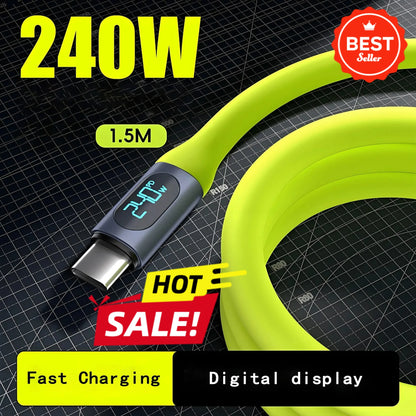USB-C-laddkabel med digital effektmätare – 100 W/240 W, 1,5 m